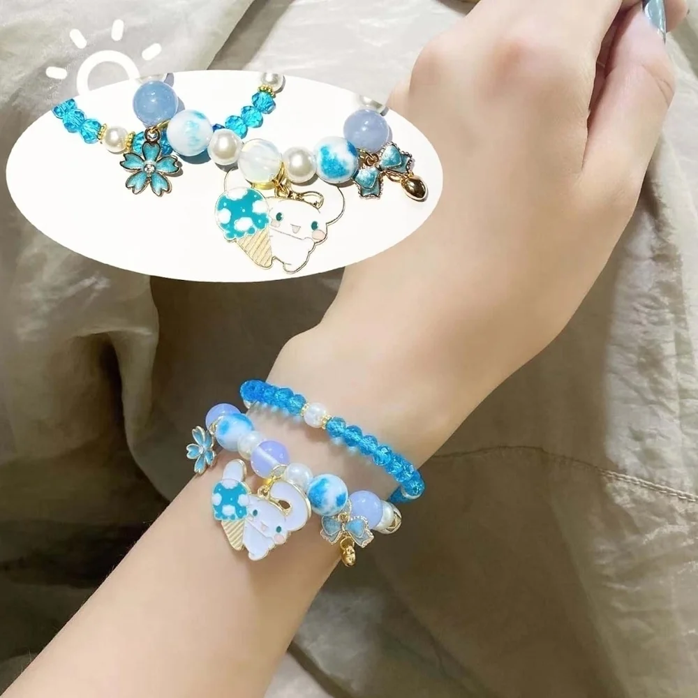 Women's Blue and White Kids Charm Bracelet Set
